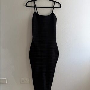 Olivaceous Black Strappy Midi Dress